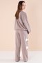 Brown Bow and Pearl Detailed Girl's Crew Neck 2-Piece Tracksuit Set 21202 - 6