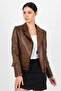 Women's Antique Brown Genuine Leather Jacket - 2