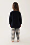 Little Penguin Navy Blue Girl's Long Sleeve Pajama Set - 5
