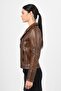 Women's Antique Brown Genuine Leather Jacket - 5