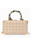 Gold Metal Cornered Quilted Box Bag – Women's Shoulder Bag with Scarf Handle and Gold Chain Strap - 2