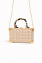 Gold Metal Cornered Quilted Box Bag – Women's Shoulder Bag with Scarf Handle and Gold Chain Strap - 3