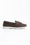 Women's Bitter Brown Suede Daily Comfortable Oxford Casual Calvanized Buckle Short Heeled Loafer Shoes - 6