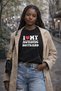 I Love My Boyfriend Printed Oversized Black Lover T-Shirt