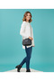 Women's Shoulder Bag with Three Zippers on the Front and Rotating Locking Feature - 3