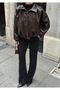 Women's New Season Leather Jacket with Plush Lining and Belt - 2