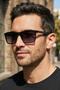 Uv400 Polarized Black Men's Sunglasses 1320 C0101 - Flexible and Durable Frame