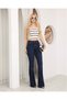 Women's Navy Blue High Waist Flared Jean Pants - 4