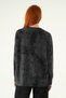 Black Patterned Crew Neck Blouse 8363A - 5