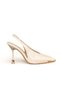 Women's Beige High Heel Stiletto with Accessories New Season Semi-Shiny K804 - 3