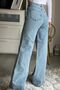 Wolf 90's Snow Wash Blue Lycra Super High Waist Loose Jeans Palazzo Trousers - 3