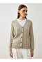 Pocket Detailed V-Neck Knitwear Cardigan - Beige - - 4