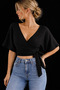 Muslin 100% Cotton V-Neck Tie-Up Blouse