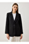 Double Button Lined Blazer Jacket - Black - - 4