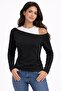 Slim Fit Slim Fitting One Shoulder Double Layered Ribbed Cotton Long Sleeve Blouse