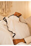 Candy Ruffled Piped 100% Cotton Akfil Duvet Cover Set Single Size Ecru Black 160X220Cm - 3