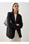 Double Button Lined Blazer Jacket - Black - - 2