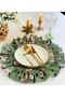 2Li Green Floral Duck Fabric Round Service