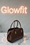 Patent Leather Brown Leather Mini Women's Bag Gold Detailed Zippered Short Handle Shoulder Bag - 4