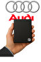 Leather License Container Wallet Case with Metal Audi Logo License Metal Logo