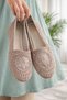 Women's Closed Front Straw Ballerinas Lace Knitted Dowry Daily Ballerinas