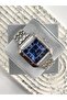 Kallen Square Silver Navy Blue Dial Men's Wristwatch