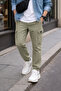 Men's Cargo Pants Comfortable Fit Cotton 6 Pockets Drawstring Elastic Waist Light Khaki