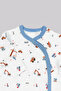 100% Cotton Blue Double-Breasted Collar Snap Fastener Baby Romper with Piping Detail - 3