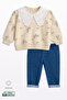 2-Piece Set with Denim Trousers and Lace Collar Detailed Blouse 9-24 Months