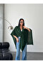 Women's Emerald Green Front Detailed Poncho Cardigan - 5