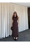 Brown Buttoned Belted Gabardine Dress - 5002 - 2