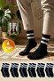 6 Pairs Black Unisex Striped Tennis College Socks