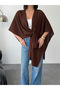 Women's Brown Front Detailed Poncho Cardigan - 4