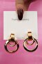 Women's Yellow Steel Hoop Earrings - Modern Interlocking Design