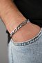 Men's White Color Steel Figaro Chain Bracelet Does Not Tarnish