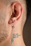 Men's Stainless Steel Dangle Feather Design Hoop Earrings