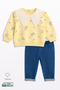 Baby Girl Lace Collar Detailed Floral Patterned Blouse 2-Piece Set 9-12-18-24 months 100% Cotton