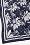 Navy Blue Peony Pattern Crystal Scarf - 3