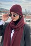 Women's Winter Burgundy Scarf and Beanie Set |   Stylish Knitting Set - 2