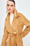Long Velvet Trench Coat - Camel - 7