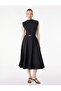 Pleated Round Neck Sleeveless Midi Length Belted Dress