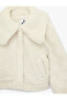 Wide Collar Zippered Pocket Detailed Faux Fur Jacket - 5