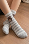 Women's Striped Teddy Bear Young College Socks 6-Piece Pack 813 Pink-Grey Mixed - 8