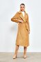 Long Velvet Trench Coat - Camel - 4