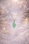Raw Green Quartz Natural Stone Necklace with Steel Chain for Heart Chakra