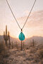 Turquoise Natural Stone Oval Shaped Steel Chain Necklace
