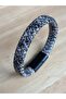 Antique Black White Genuine Leather Bracelet - 2