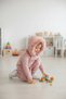 Tak Çıkar Fur Hooded Girls' French Velvet Pink Tracksuit Set - 5