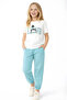 Girl's Tracksuit Set Combed Cotton Short Sleeve Printed Top and Elastic Leg with Pockets 6-13 Years