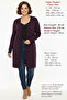 Plus Size Knitwear Women's Long Oversized Medium Thick Soft Stretchy Soft Purple Mother Cardigan - 6